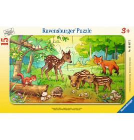 Ravensburger Kinderpuzzle - 06376 Tierkinder des Waldes - Rahmenpuzzle für Kinder ab 3 Jahren, mit 1