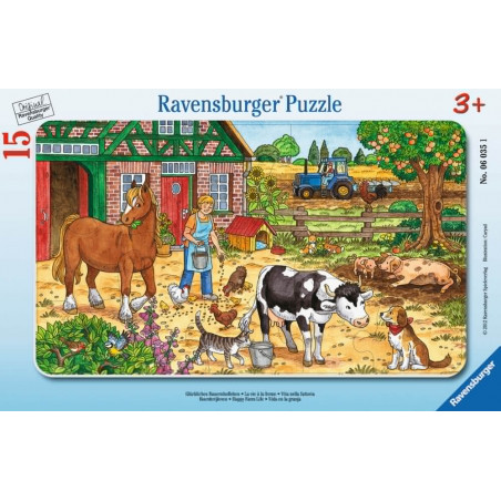 Ravensburger Kinderpuzzle - 06035 Glückliches Bauernhofleben - Rahmenpuzzle für Kinder ab 3 Jahren,