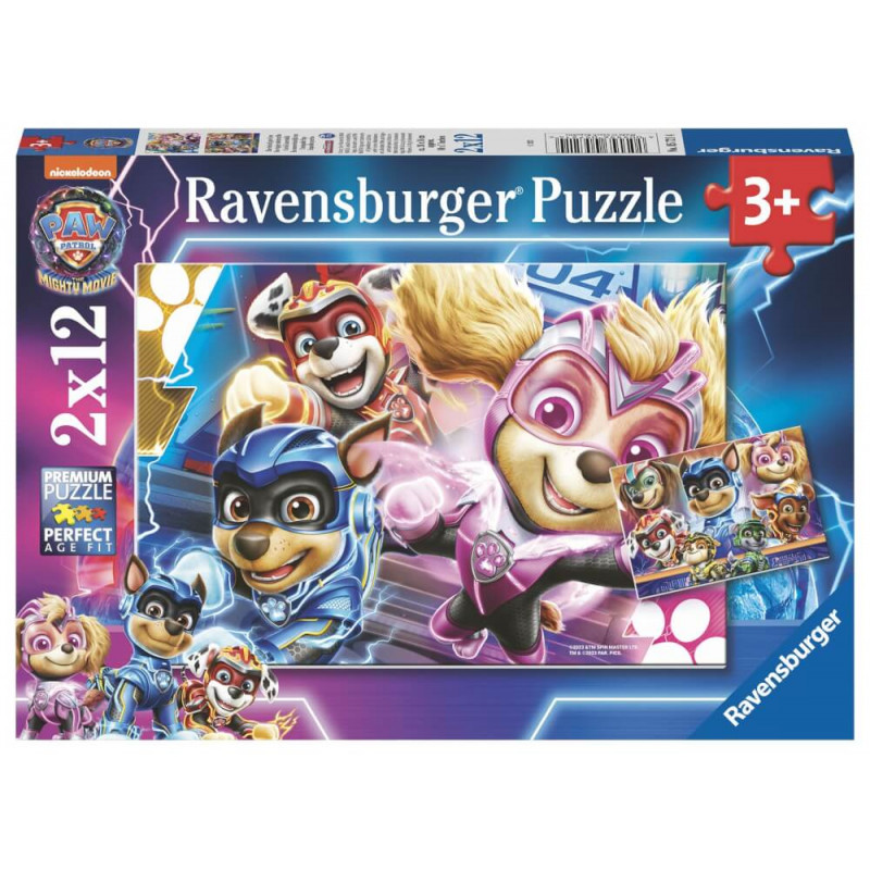 Ravensburger PAW Patrol Mighty Pups Puzzle für Kinder ab 3 Jahren mit bunten Superhelden-Welpen.