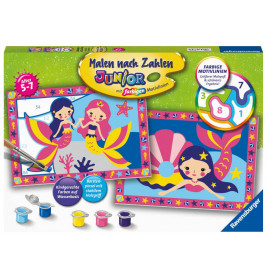 Malset für Kinder mit Meerjungfrauenmotiven: Farben, Pinsel und nummerierte Malanleitung sind enthalten.