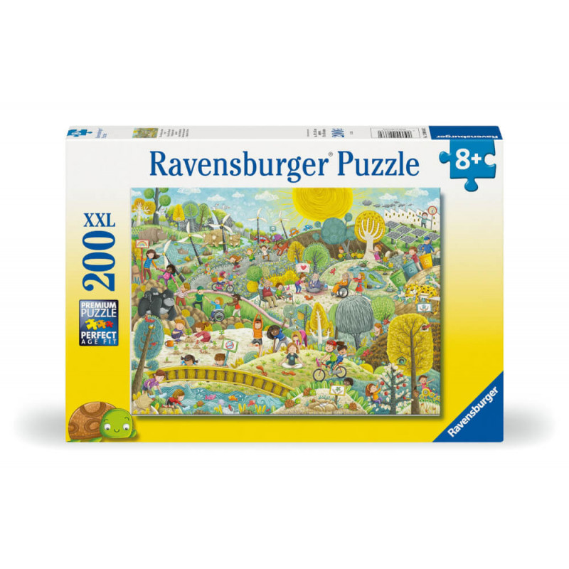 Ravensburger 200 XXL Kinderpuzzle Wir schützen unsere Erde, ab 8 Jahren, mit farbenfroher Parkszene.