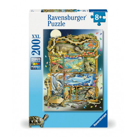 Ravensburger Kinderpuzzle - 12000866 Reptilien im Regal - 200 Teile XXL Puzzle für Kinder ab 8 Jahre