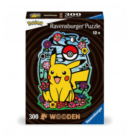 Ravensburger WOODEN Puzzle 12000761 - Pikachu - 300 Teile Kontur-Holzpuzzle mit stabilen, individuel