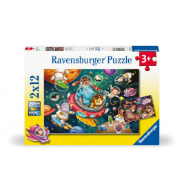 Ravensburger Kinderpuzzle - 12000857 Tiere im Weltall - 2x12 Teile Puzzle für Kinder ab 3 Jahren
