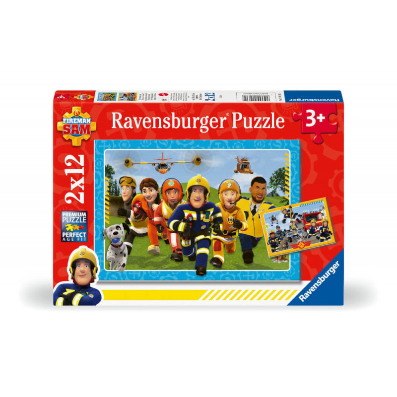Ravensburger Kinderpuzzle 12001031 - Die Rettung naht -  2x12 Teile Fireman Sam Puzzle für Kinder ab