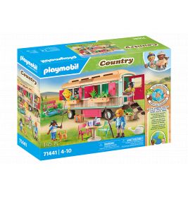 Playmobil Country Set mit Wohnmobil, Figuren und Zubehör für draußen, geeignet für Kinder von 4 bis 10 Jahren.