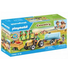 Playmobil Country Set 71442 mit Traktor, Figuren und Zubehör, 117 Teile, abgebildet auf der Verpackung.