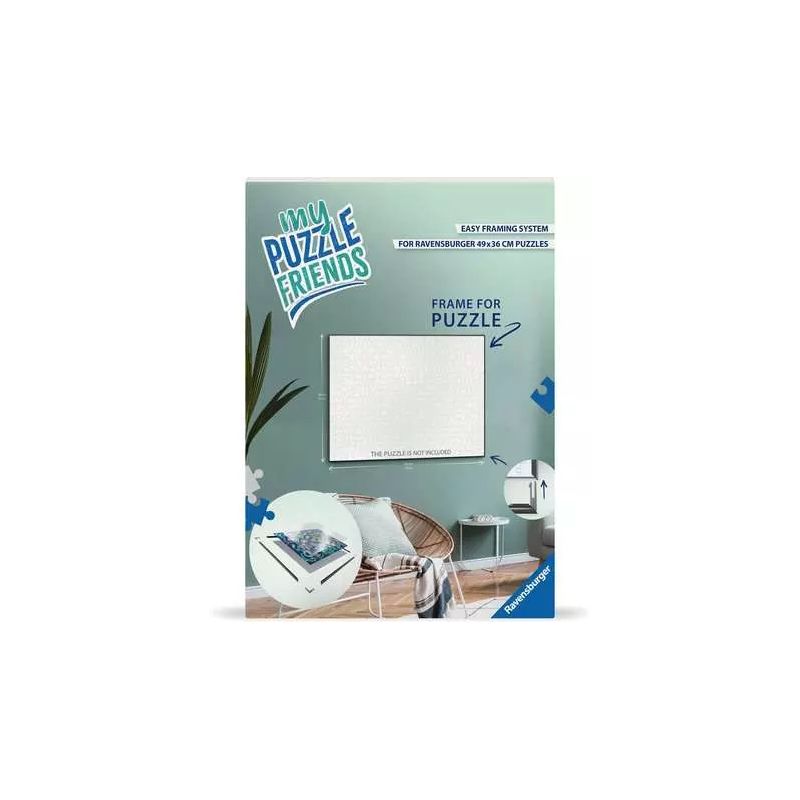 Puzzle-Rahmenbox mit der Aufschrift My Puzzle Friends und Beispielbild an einer Wohnzimmerwand. Puzzle-Rahmenbox mit der Aufschrift My Puzzle Friends und Beispielbild an einer Wohnzimmerwand.