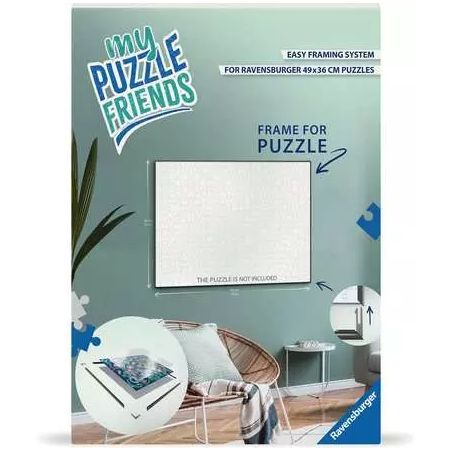 Puzzle-Rahmenbox mit der Aufschrift My Puzzle Friends und Beispielbild an einer Wohnzimmerwand. Puzzle-Rahmenbox mit der Aufschrift My Puzzle Friends und Beispielbild an einer Wohnzimmerwand.