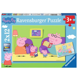 Ravensburger 075966 Puzzle: Zuhause bei Peppa / Peppa Pig, 2x12 Teile