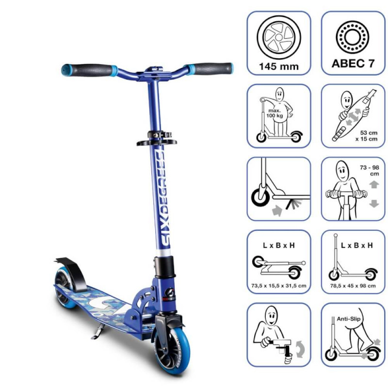 Six Degrees Scooter Junior 145mm blau