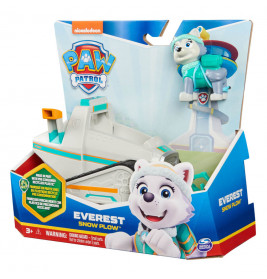 Paw Patrol Everest Schneepflug-Spielzeug im Karton mit Everest-Figur und Schneepflug-Fahrzeug.