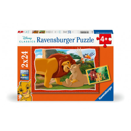Ravensburger Puzzle Kreis des Lebens, 2x24 Teile, ab 4 Jahren, Lernfaktor, Simba & Nala auf dem Cover.