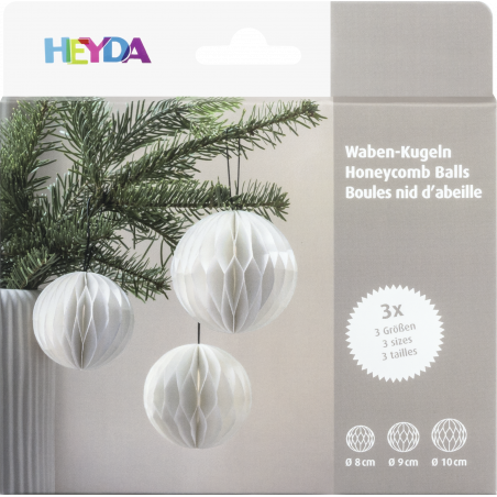 Waben-Kugel Set 3er weiss
