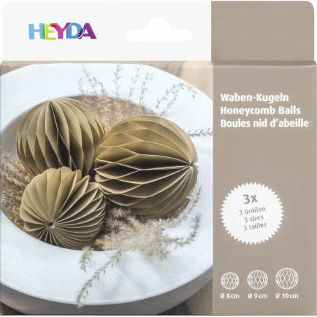 Waben-Kugel Set 3er natur
