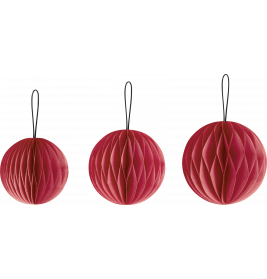 Waben-Kugel Set 3er rot