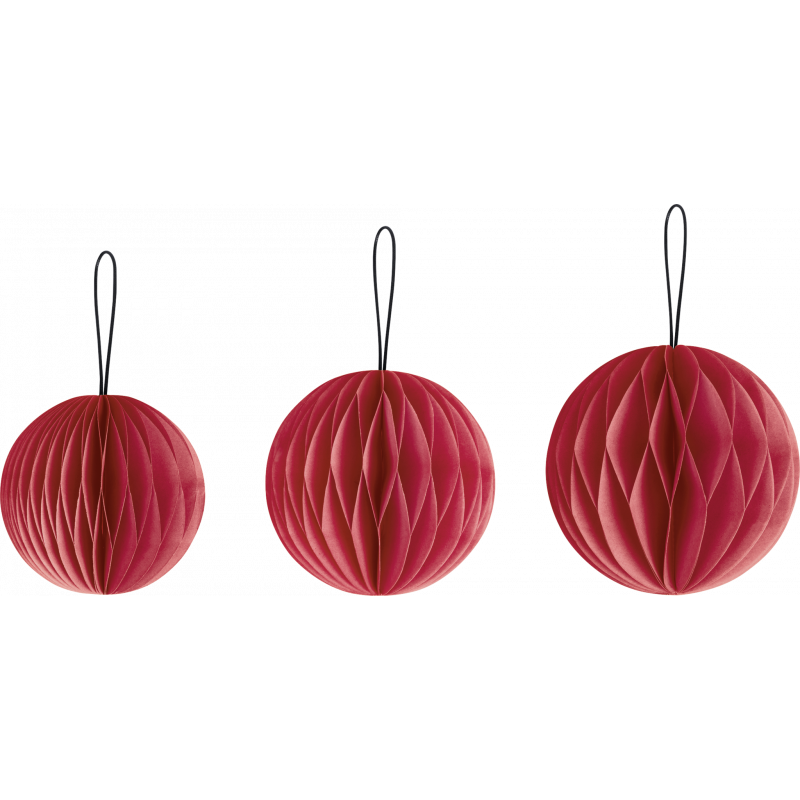 Waben-Kugel Set 3er rot