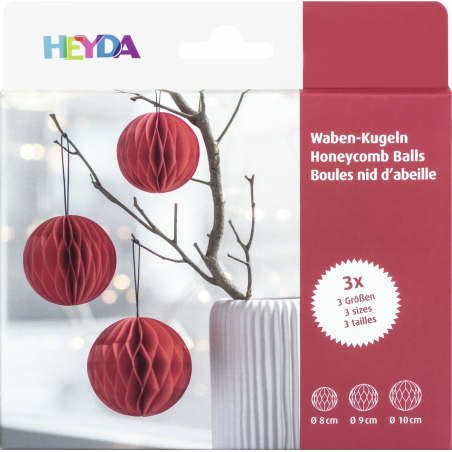 Waben-Kugel Set 3er rot