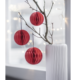 Waben-Kugel Set 3er rot