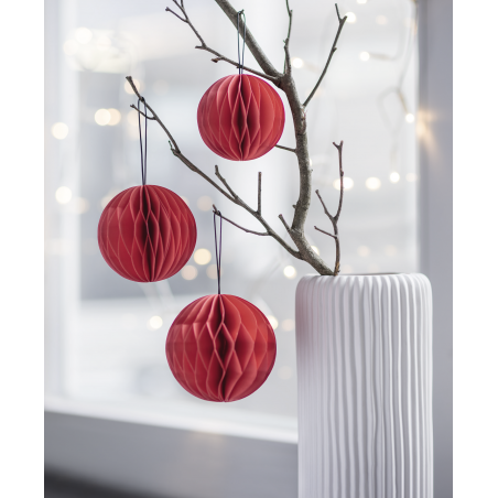 Waben-Kugel Set 3er rot