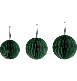 Waben-Kugel Set 3er dunkelgrün