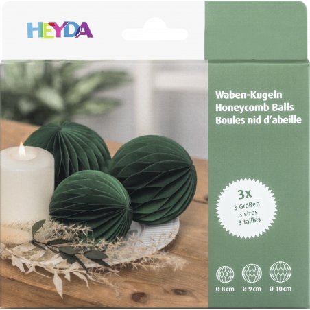Waben-Kugel Set 3er dunkelgrün