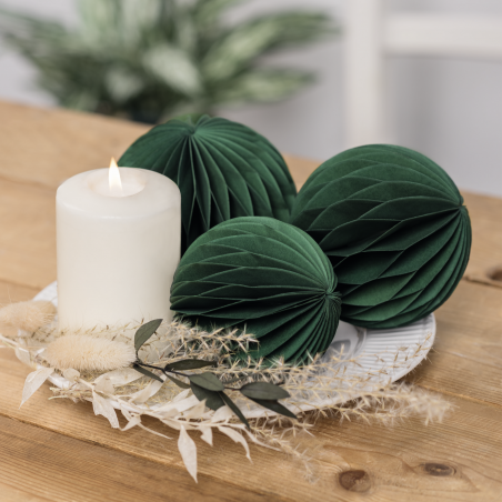 Waben-Kugel Set 3er dunkelgrün