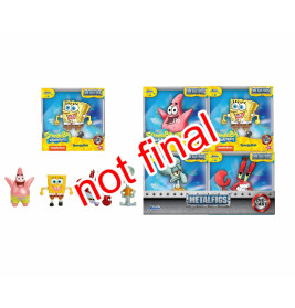 SpongeBob und Freunde als Metalfiguren-Set, Bild mit nicht final-Text.