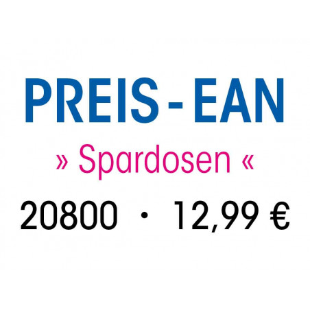 PREIS-EAN Spardosen 20800 für 12,99 € auf weißem Hintergrund.