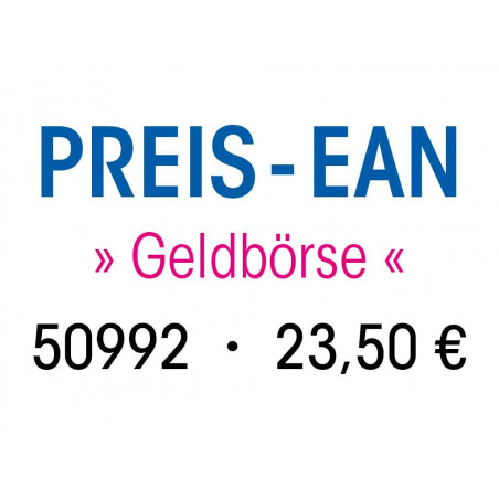PREIS-EAN Geldbörse 50992, 23,50 € - zeigt Preis und Code einer Geldbörse.