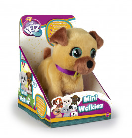 Plüschwelpe mit großen Augen in bunter Mini Walkiez Club Petz Verpackung.
