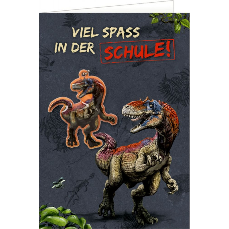 Grußkarte m. Anh. - Viel Spaß in der Schule! (T-Rex World)