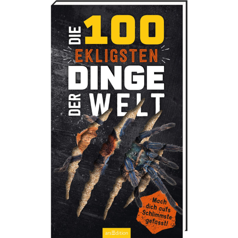 Buchcover mit Kratzspur, die Insekten zeigt, und dem Titel "Die 100 ekligsten Dinge der Welt" in Fettdruck.