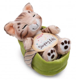 Kuscheltier Sleeping Pets Bengal Katze im hellgrünen Körbchen NICI GREEN