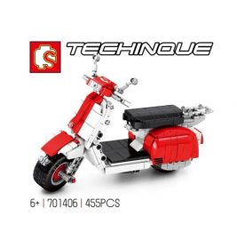 TECHINQUE Roller-Bauset in Rot-Weiß, 455 Teile, ab 6 Jahren Markenlogo oben auf der Verpackung.
