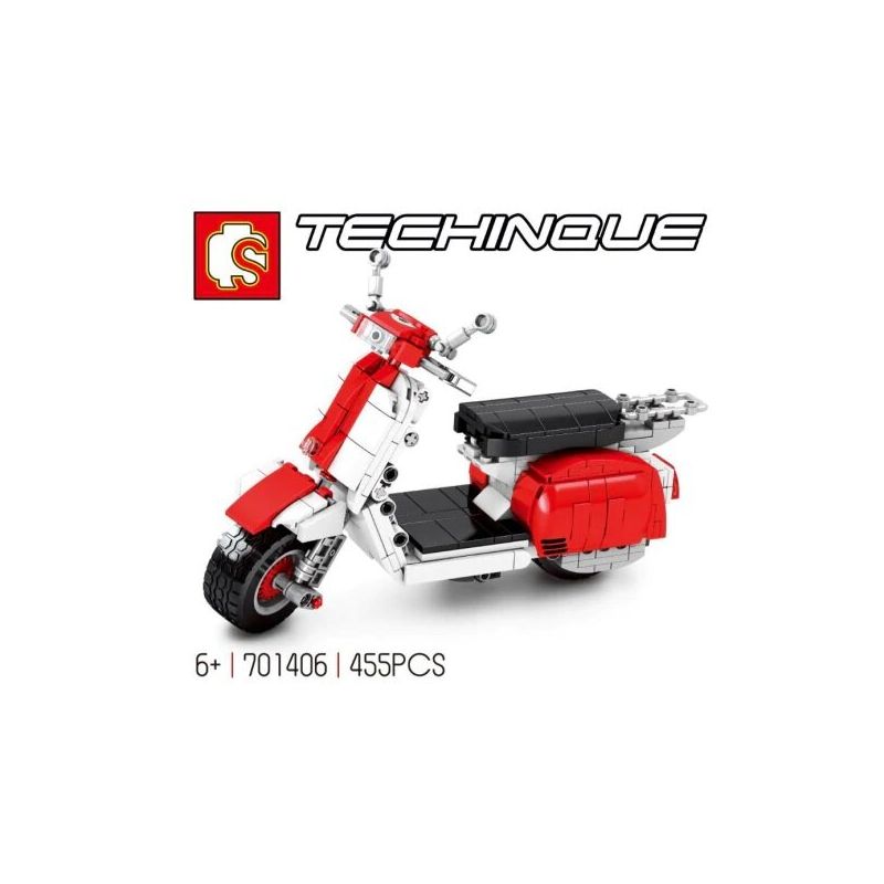 TECHINQUE Roller-Bauset in Rot-Weiß, 455 Teile, ab 6 Jahren Markenlogo oben auf der Verpackung.