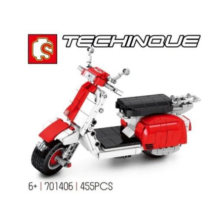 TECHINQUE Roller-Bauset in Rot-Weiß, 455 Teile, ab 6 Jahren Markenlogo oben auf der Verpackung.