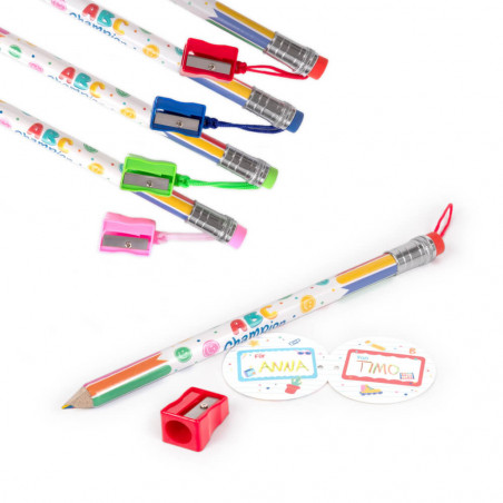 ABC CHAMPIONS Jumbo Mehrfarbstift mit Spitzer & Radierer, sortiert (1 Stück)