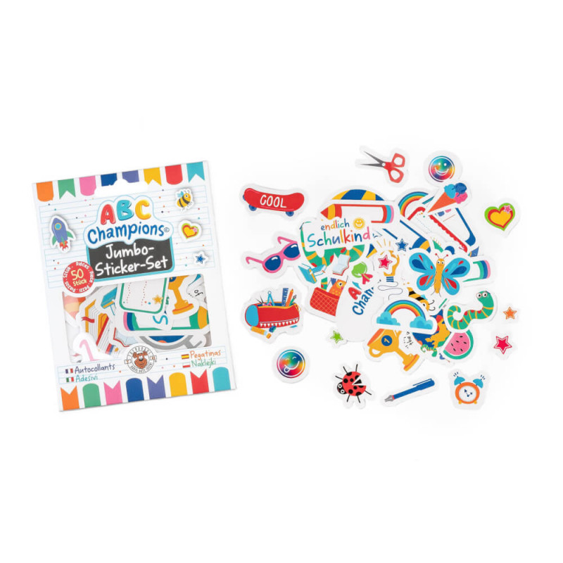 ABC CHAMPIONS Jumbo-Sticker-Set 50-teilig Sticker-Zauber mit ABC-Power!