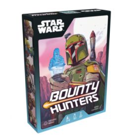 Star Wars Bounty Hunters Brettspielbox mit Boba Fett auf dem Cover, leicht nach links geneigt.