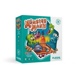 Bunte Monster Mash Kartenspielbox mit Comic-Monstern und auffälliger, verspielter Schrift auf der Vorderseite.