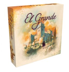 Box des Brettspiels El Grande mit einer Burg-Illustration auf hellem Hintergrund.