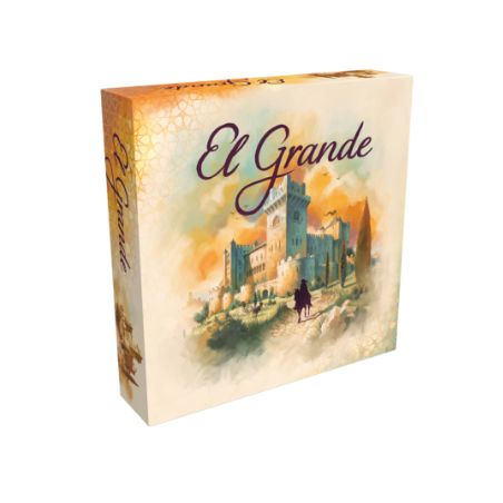 Box des Brettspiels El Grande mit einer Burg-Illustration auf hellem Hintergrund.