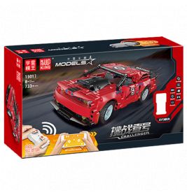 Rotes ferngesteuertes Sportwagen-Bauset in Schachtel mit chinesischer und englischer Aufschrift, Challenger.