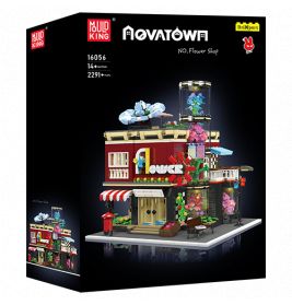 Kubi King Novatown NO.Flower Shop: Bauset mit farbenfrohem, mehrstöckigem Blumenladen-Modell in der Box.
