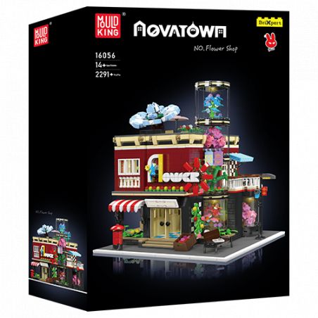 Kubi King Novatown NO.Flower Shop: Bauset mit farbenfrohem, mehrstöckigem Blumenladen-Modell in der Box.
