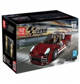 Mould King Baustein-Set, roter Sportwagen, Modell 27060, 362 Teile, abgebildet auf der Verpackung.