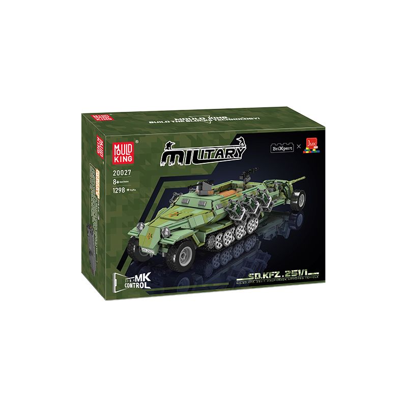 Militärisches Spielzeug-Set mit grünem Panzerfahrzeug als Modell auf der Verpackung.