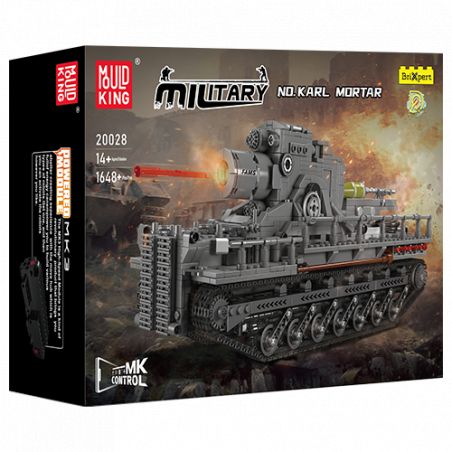 Box des Military No. Karl Mortar Bausatzes mit grauem Panzermodell auf der Vorderseite.