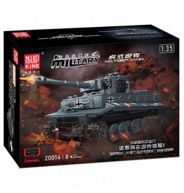 Box eines 1:35 Militärpanzer-Bausatzes mit Panzerabbildung und feurigem Hintergrund auf der Vorderseite.